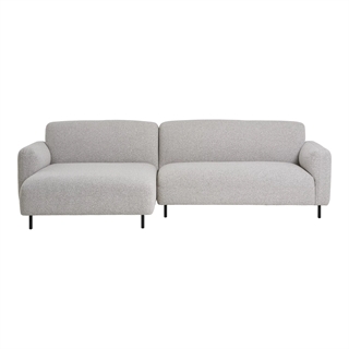 Salvador venstrevendt loungesofa i lysegrå bouclé og sorte ben fra House Nordic.
