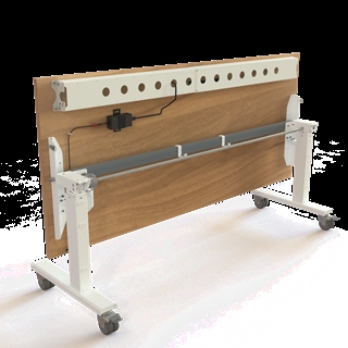 Klapbord med hjul og hæve/sænkefunktion 180x80 i valnød fra Conset.