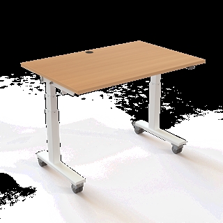 Klapbord med hjul og hæve/sænkefunktion 120x80 i bøg fra Conset.