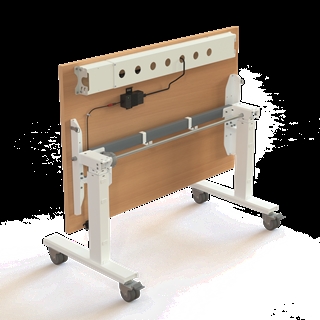 Klapbord med hjul og hæve/sænkefunktion 120x80 i bøg fra Conset.