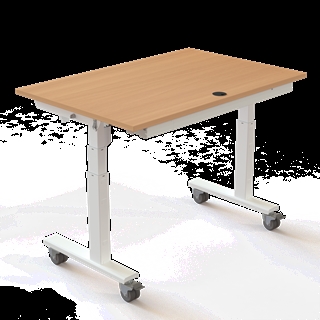 Klapbord med hjul og hæve/sænkefunktion 120x80 i bøg fra Conset.