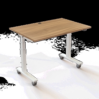 Klapbord med hjul og hæve/sænkefunktion 120x80 i valnød fra Conset.