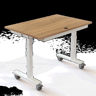 Klapbord med hjul og hæve/sænkefunktion 120x80 i valnød fra Conset.