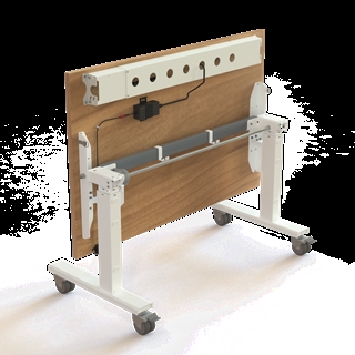 Klapbord med hjul og hæve/sænkefunktion 120x80 i valnød fra Conset.