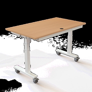 Klapbord med hjul og hæve/sænkefunktion 140x80 i bøg fra Conset.