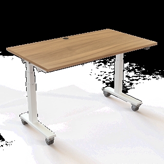 Klapbord med hjul og hæve/sænkefunktion 140x80 i valnød fra Conset.