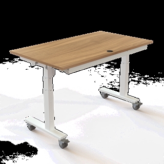 Klapbord med hjul og hæve/sænkefunktion 140x80 i valnød fra Conset.