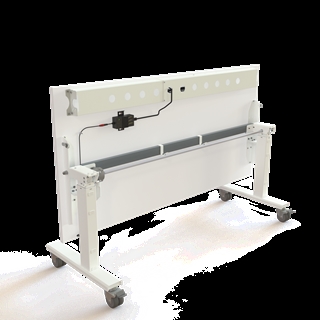 Klapbord med hjul og hæve/sænkefunktion 160x80 i hvid fra Conset.