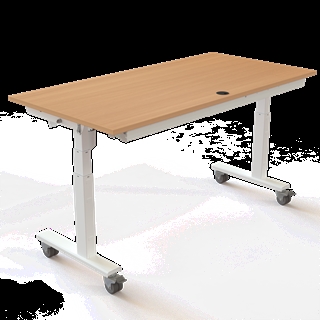 Klapbord med hjul og hæve/sænkefunktion 160x80 i bøg fra Conset.