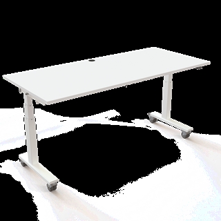 Klapbord med hjul og hæve/sænkefunktion 180x80 i hvid fra Conset.