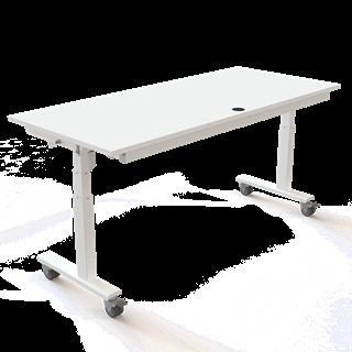 Klapbord med hjul og hæve/sænkefunktion 180x80 i hvid fra Conset.