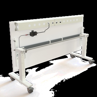 Klapbord med hjul og hæve/sænkefunktion 180x80 i hvid fra Conset.