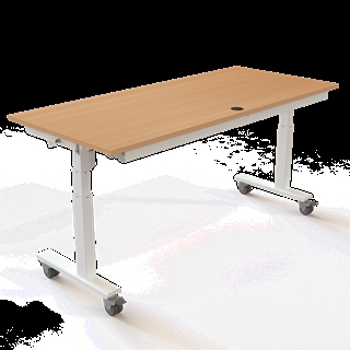 Klapbord med hjul og hæve/sænkefunktion 180x80 i bøg fra Conset.