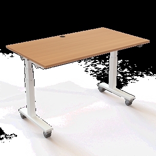 Klapbord med hjul og hæve/sænkefunktion 140x80 i bøg fra Conset.