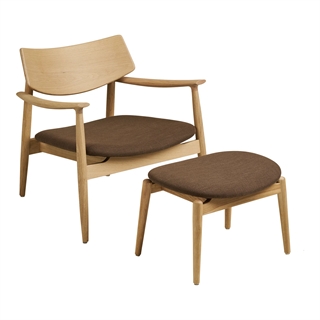 House Nordic - Olvera sæt - Lænestol og fodskammel (natur/brun)