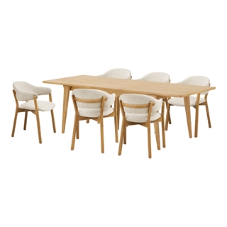 House Nordic - Darwin og Dunkirk - Spisebordssæt m/6 stole (natur, beige)