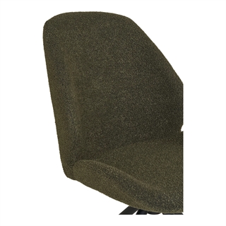 Detalje af spisebordsstol i bouclé med drejefod, grøn med sorte ben, HN1241 fra House Nordic