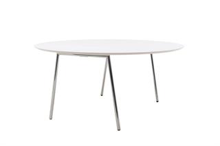 Four Design klapbord i rund Ø 160 cm i hvid med krom stel.