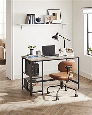 Flot skrivebord i rustik grå brun (Beige) /sort fra Vasagle.