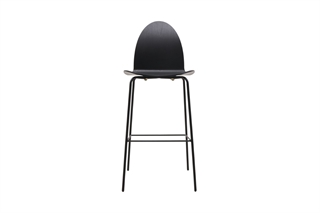 Ø48 barstol med sort skal og sort stålstel.