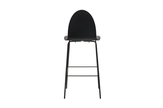 Ø48 barstol med sort skal og sort stålstel.