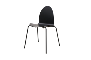 Ø48 stol med sort skal og sort stålstel.
