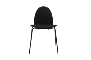 Ø48 stol med sort polstret skal og sort stålstel.
