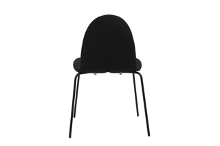 Ø48 stol med sort polstret skal og sort stålstel.
