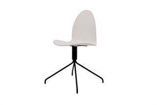 Ø48 stol med hvid skal og sort stålstel.