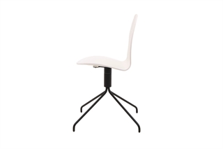Ø48 stol med hvid skal og sort stålstel.