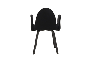 Ø48 stol med armlæn og fuld polstret skal samt sort bejdset ege træs stel.