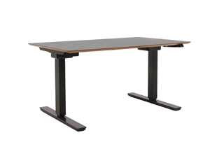 Hæve sænke bord fra Scanoffice i antracitgrå linoleum med antracitgråt stel.