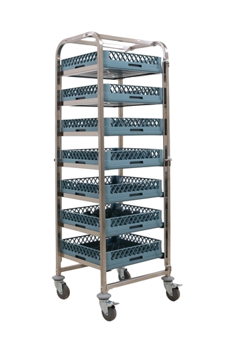WAS Stikvogn til opvaskebakker 50x50 cm m/7 hylder og m/5 bakker.