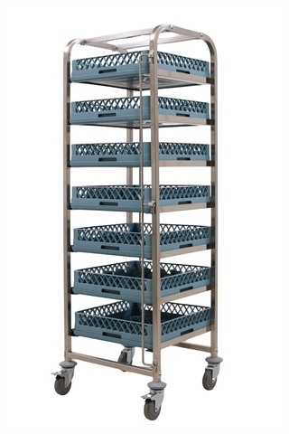 WAS Stikvogn til opvaskebakker 50x50 cm m/7 hylder og m/5 bakker.