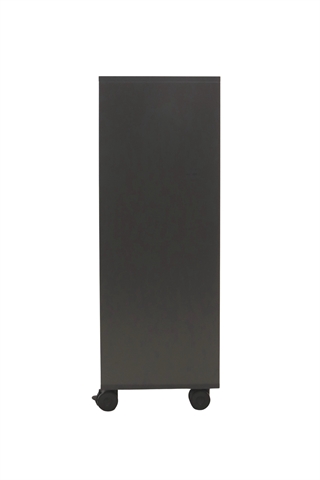 Fumac Jive reol i antracit med 3 rum, set fra siden af.