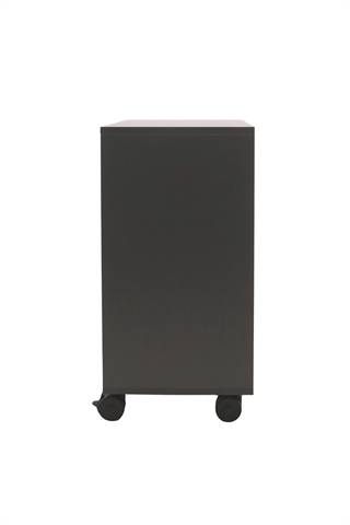 Fumac Jive reol i antracit med 2 rum, set fra siden af.