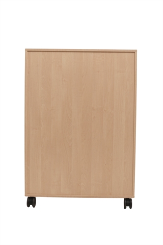 Fumac Jive reol med 6 rum i birk med antracit front set bagfra.