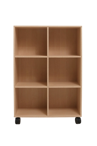 Fumac Jive reol i birk med 6 rum, set forfra.