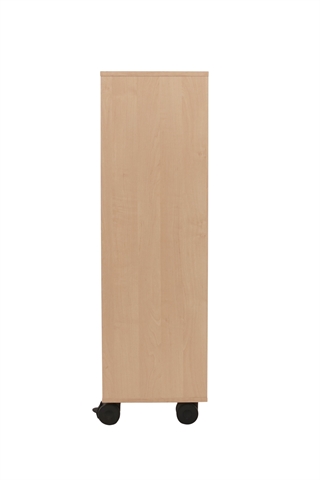 Fumac Jive reol i birk med 6 rum, set fra siden af.