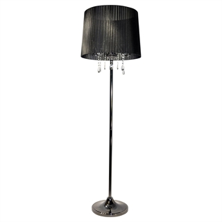 Grönlund Crystal gulvlampe i krom og sort.