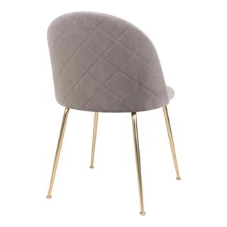 Geneve stol i grå velour med messing stel set bagfra.