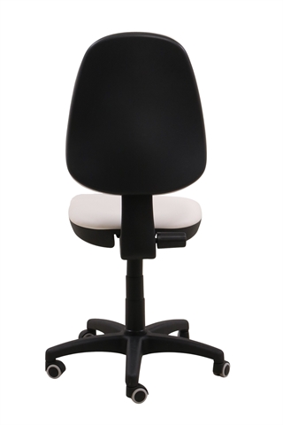 Team 1030 kontorstol i hvidt kunstlæder set bagfra.