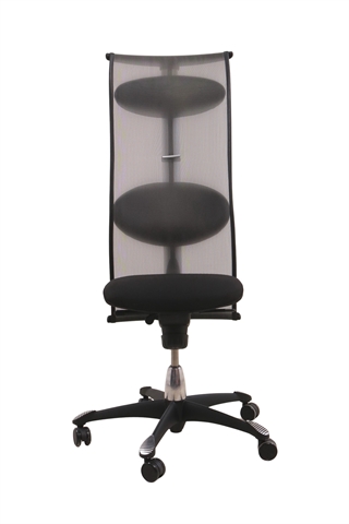 Håg H09 kontorstol i sort med meshryg, set forfra.