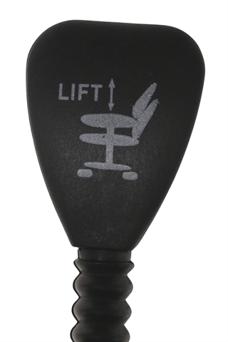 Justeringsgrebet i sort set tæt på.