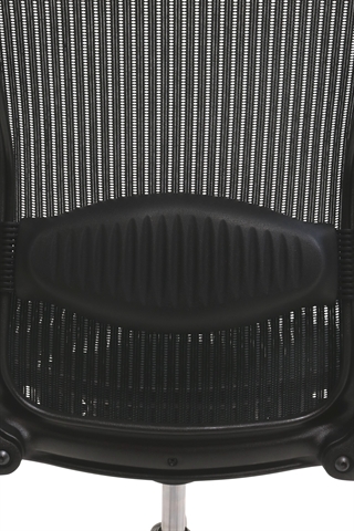 Lændestøtten i sort set tæt på.