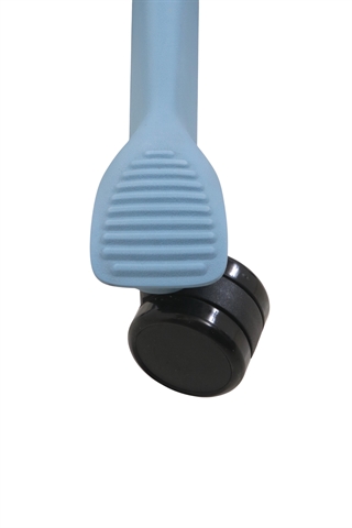 Fodkrydset i lyseblå set tæt på.