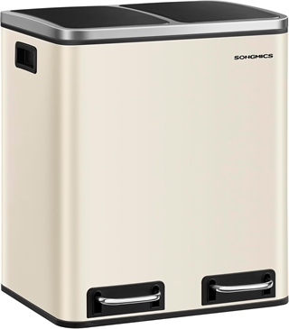 Songmics - Todelt skraldespand 41x31,5x47 (Sandbeige)