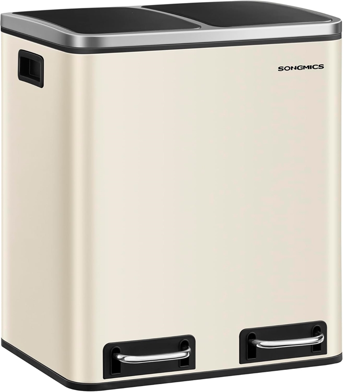 Songmics - Todelt skraldespand 41x31,5x47 (Sandbeige)