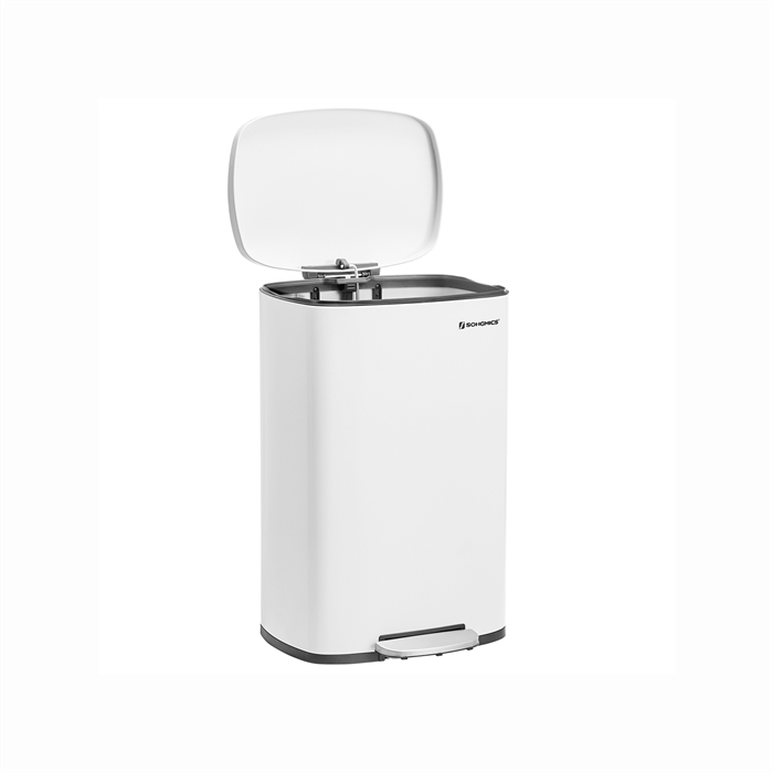Songmics - Køkken pedalspand med indvendig plastikspand 42,4x32,0x65 (hvid)