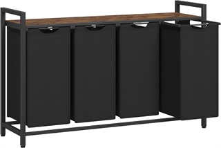 Vasagle - Vasketøjskurv med 4 poser 116x33x72 (sort/rustik brun)
